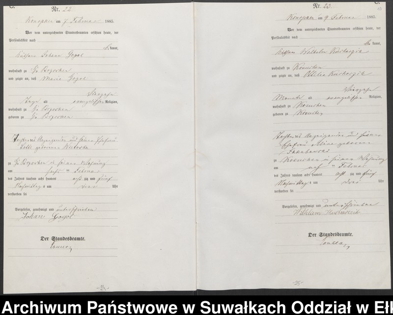 image.from.unit.number "Sterbe-Haupt-Register des Königlichen Preussischen Standes-Amtes Belzonzen Kreis Johannisburg"