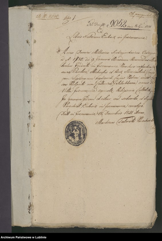 Obraz z jednostki "Alegaty do księgi urodzeń, zapowiedzi, małżeństw i zgonów z 1822 r."