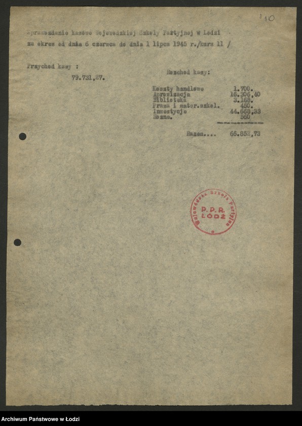 Obraz 11 z jednostki "Wojewódzka Szkoła PPR; programy wykładów, sprawozdania [z działalności, wykazy absolwentów]"