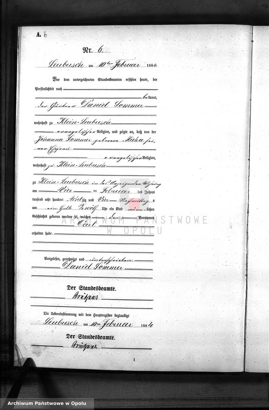 image.from.unit.number "Geburts-Neben-Register Standes-Amt Leubusch 1884"