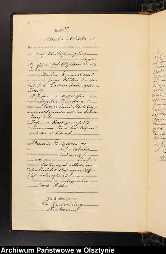 image.from.unit.number "Sterbe-Haupt-Register Tom II, Nr 601-720"