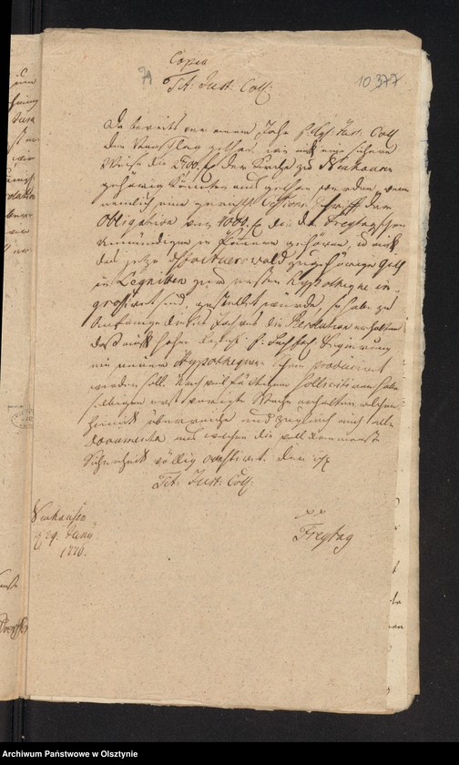 image.from.unit.number "In S. [Sachen] der Freytagschen Vormündern. Wegen eines nachgesuchten Capitals von 2700 f aus der Neuhausenschen Kirchen Caße"