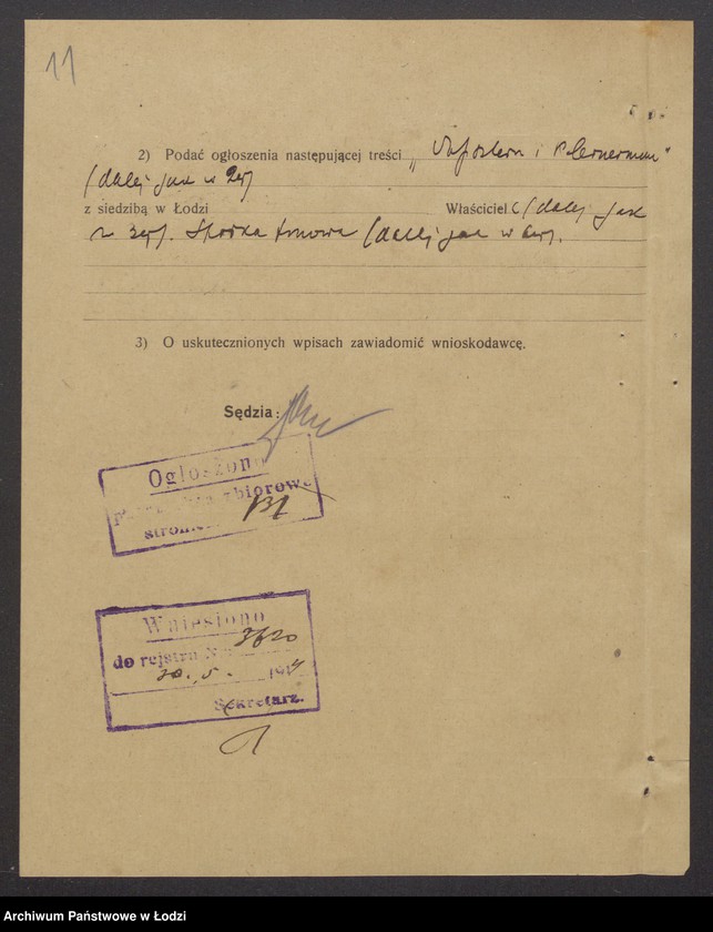 Obraz 13 z jednostki "Lazar Epstein, Abram Kleinerman- fabrykacja i sprzedaż towarów wełnianych i bawełnianych oraz przędzy"