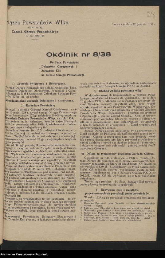 image.from.unit.number "Okólniki i zarządzenia Zarządu Głównego i Okręgu Związku Powstańców Wielkopolskich."