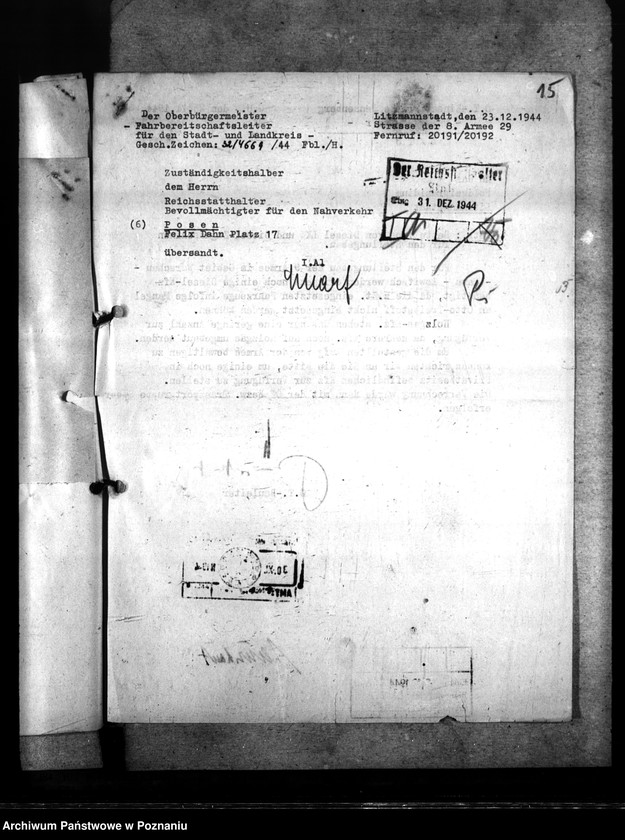 Obraz 19 z jednostki "Stellung von Alarm - Fahrzeugen für den Stellungsbau. Gespannstellung für Ostraumschutz. Beordnung von Gespannen."