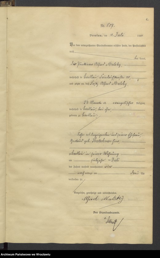 image.from.unit.number "Sterbe-Haupt-Register Breslau IV 1904 Band 3"