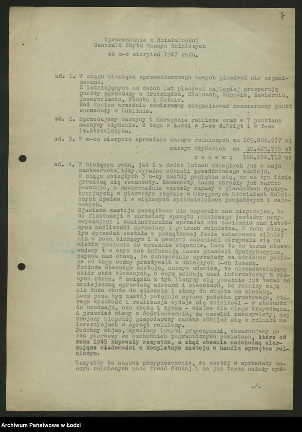 Obraz 8 z jednostki "Zjednoczenie Przemysłu Maszyn Rolniczych; protokół [narady], sprawozdania [z produkcji]"