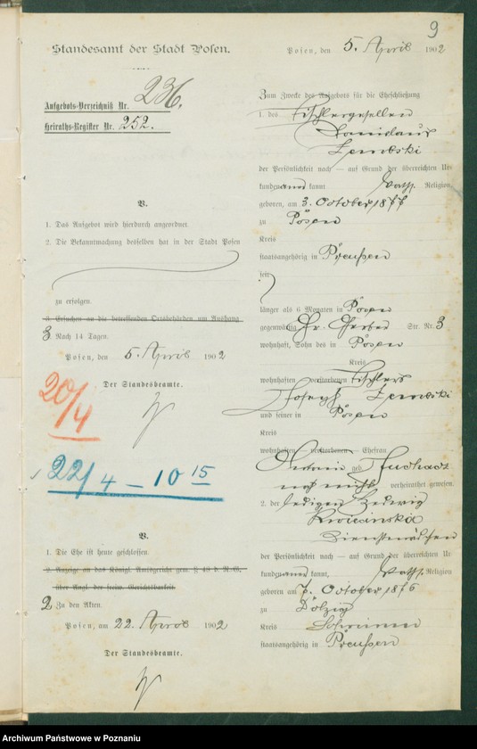 Obraz 11 z jednostki "[Dokumenty dostarczone przez narzeczonych do zawarcia związku małżeńskiego za 1902 rok. Tom VI]"