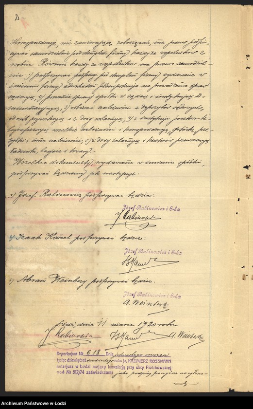 Obraz 4 z jednostki "„Józef Rabinowicz i s-ka” – wyrób i sprzedaż przędzy"