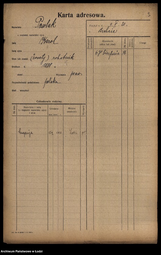 Obraz 5 z jednostki "[Spis ludności Łodzi] Pawlak"