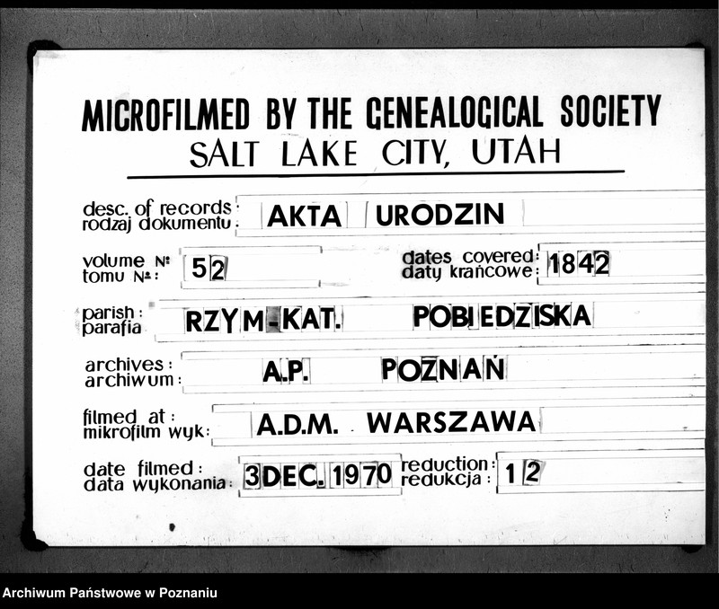 Obraz 1 z jednostki "Duplikat liber baptisatorum"