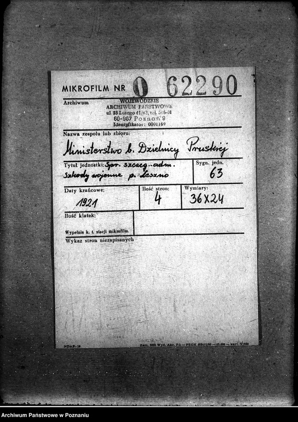 Obraz 2 z jednostki "Sprawy szczegółowo-administracyjne Szkody wojenne p. Leszno"