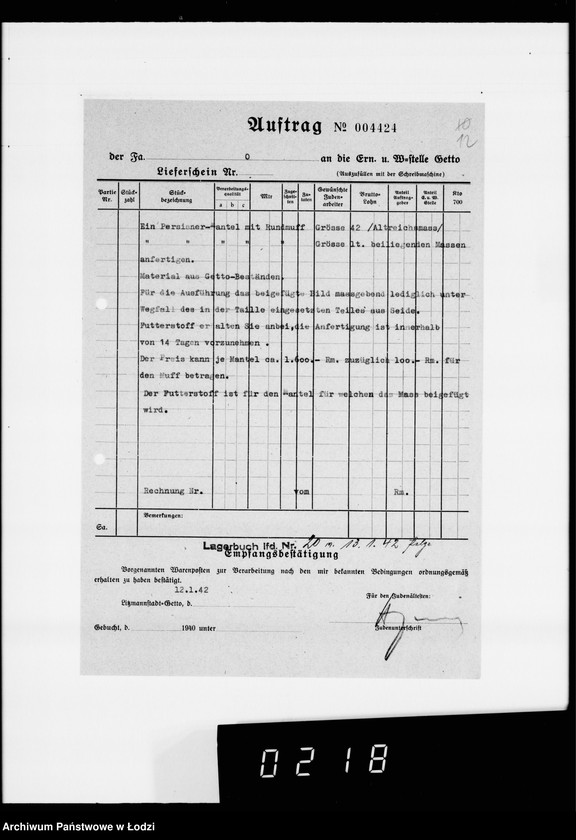 Obraz 16 z jednostki "Kürschnerei. [Zamówienia, rachunki i świadectwa dostaw]"