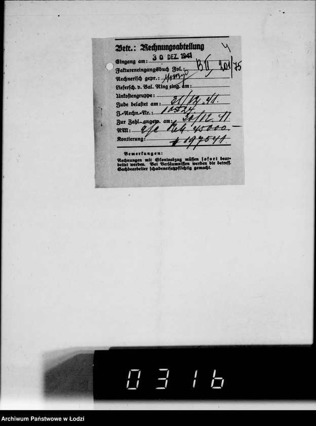 Obraz 10 z jednostki "fa.Hoppert. Rechnungen und Belege [za dostawy towarów dla Getta]"