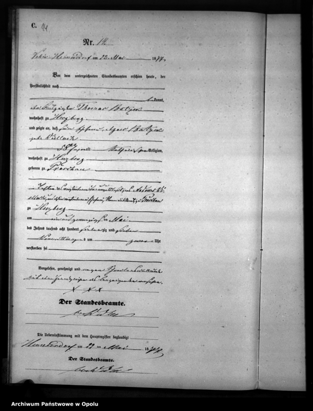 image.from.unit.number "Sterbe-Neben-Register Standesamtsbezirks Hennersdorf 1877"