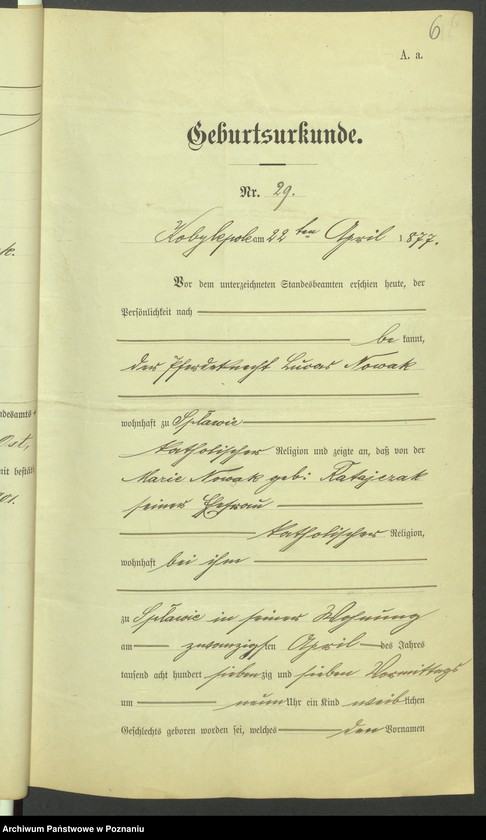 Obraz 8 z jednostki "Die von den Verlobten beigebrachten Urkunden zur Eheschliessung pro 1901. Vol VII"