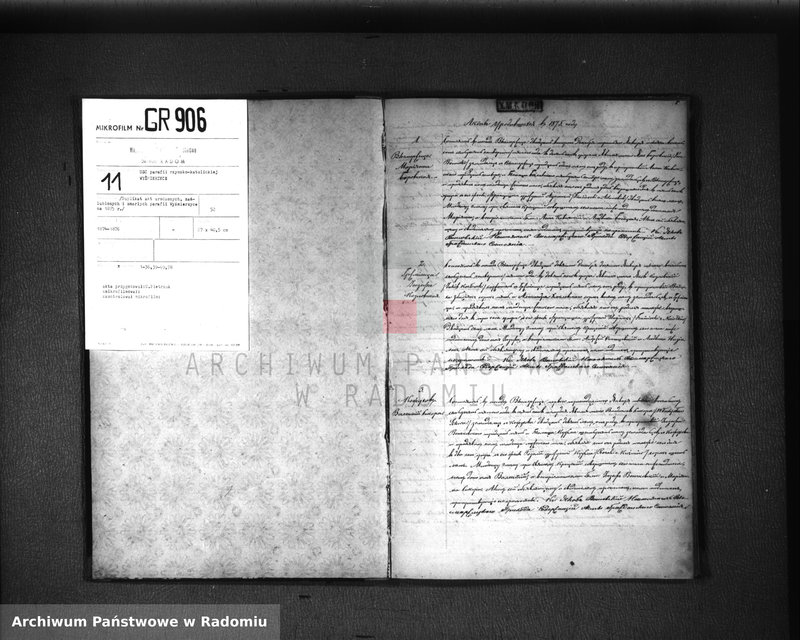 Obraz 4 z jednostki "[Duplikat akt urodzonych, zaślubionych i zmarłych parafii Wyśmierzyce z 1875 roku]"