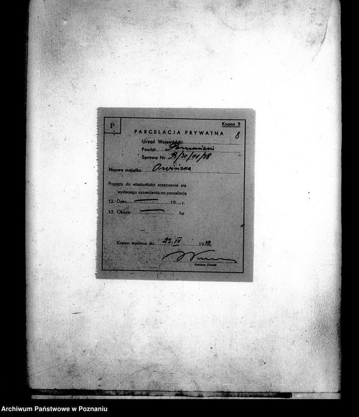 Obraz 12 z jednostki "Parcelacja prywatna majątku Owińska powiatu poznańskiego"