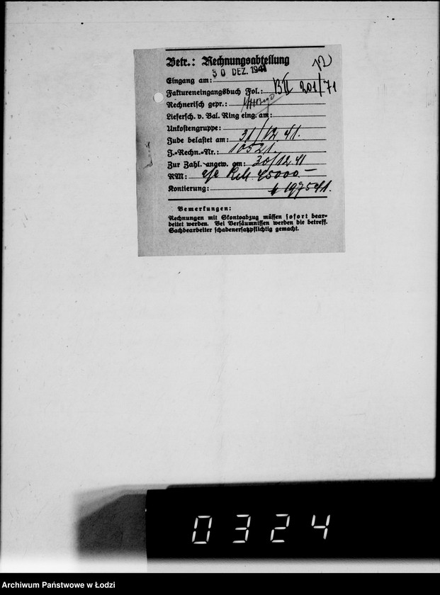 Obraz 18 z jednostki "fa.Hoppert. Rechnungen und Belege [za dostawy towarów dla Getta]"