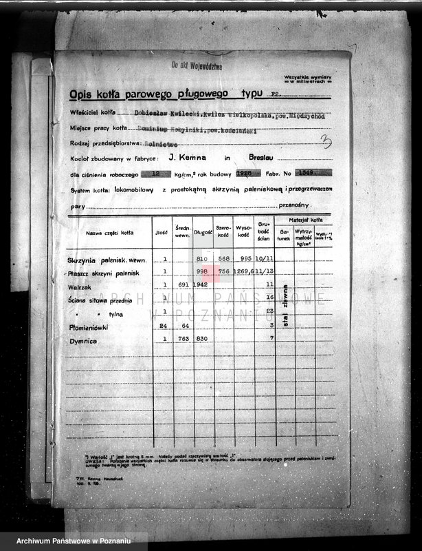 Obraz 7 z jednostki "Dominium Kobylniki pow. kościański - własność D. Kwilecki nr woj. kotła 6237"