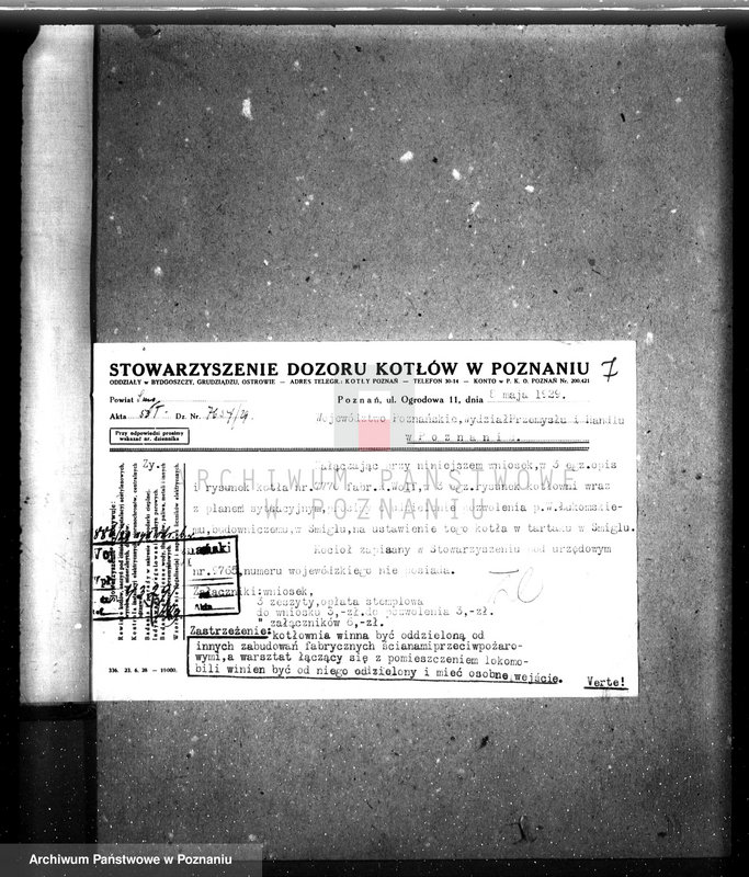 Obraz 11 z jednostki "Tartak w Śmiglu pow. kościański, własność W. Łukomskiego nadzór nad kotłem parowym"
