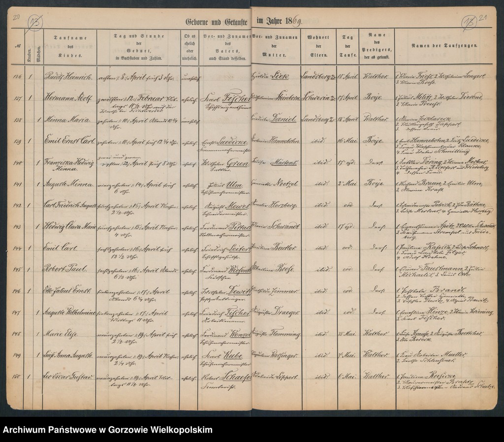 image.from.unit.number "Duplikate der Hauptkirche zu Landsberg an der Warthe (zawiera także księgę zgonów Konko5rdien, reformirte und Militair Kirchen Gemeinde z 1869 r.)"