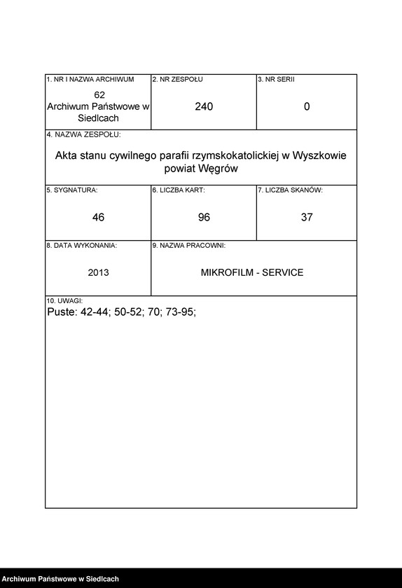 Obraz 1 z jednostki "Akta urodzeń, małżeństw, zgonów"