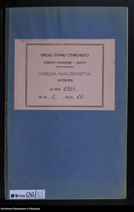 image.from.unit.number "Heiraths-Neben-Register Nr 1 -16 [ Księga małżeństw- wtóropis ]"