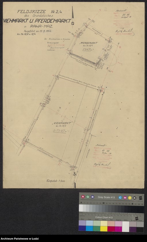Obraz 1 z jednostki "Feldskizze Nr. 2, 4 der Grundstückes Viehmarkt und Pferdemarkt in Rawa-Mazowiecka"