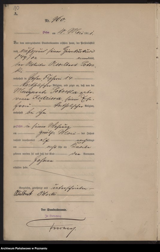 Obraz 11 z jednostki "Księga miejscowa urodzeń tom III [Rejestr główny urodzeń]"