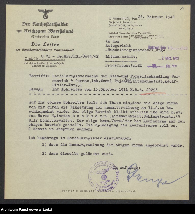 Obraz 3 z jednostki "Szmul Pejsach Gurman- handel lampami i artykułami fajansowymi"