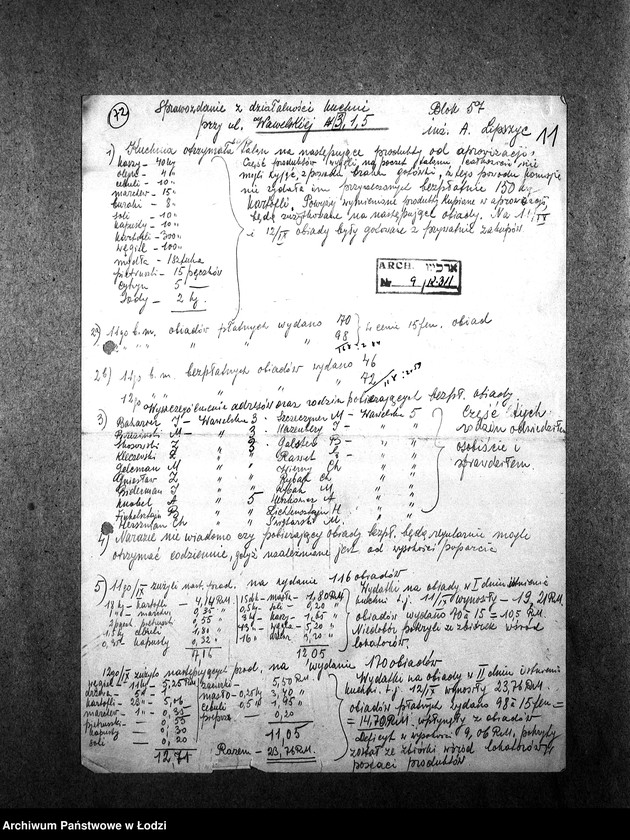 Obraz 14 z jednostki "[Kuchnia nr 311, ul. Wawelska 3/5. Kuchnia nr 127, ul. Wawelska 7. Działalność kuchni, personel, konsumenci, kontrole]"