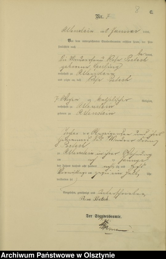 image.from.unit.number "Sterbe-Haupt-Register Tom I, Nr 1 - 254"