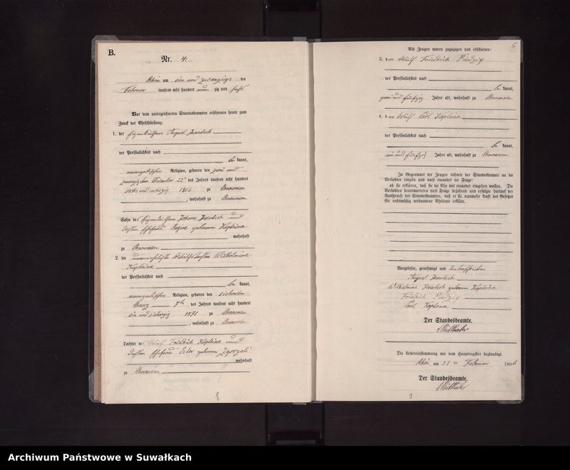 image.from.unit.number "Heiraths-Neben-Register des Königlichen Preussischen Standes-Amtes Orlen in Rhein Kreis Loetzen"