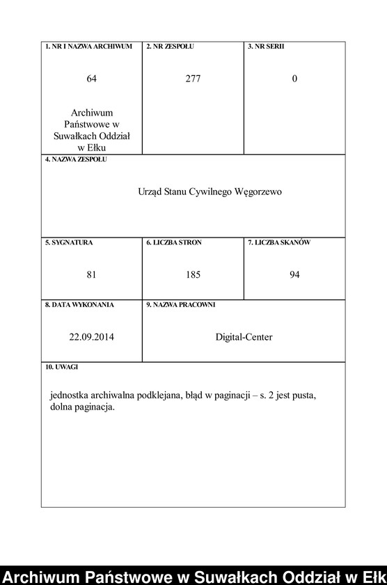 Obraz 1 z jednostki "Geburts-Neben-Register des Preussischen Standes-Amtes Angerburg Kreis Angerburg"