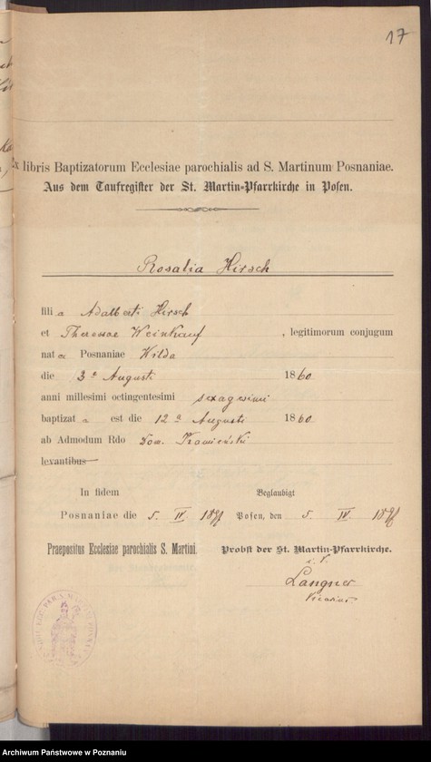 Obraz 19 z jednostki "Die von den Verlobten beigebrachten Urkunden zur Eheschliessung pro 1897"