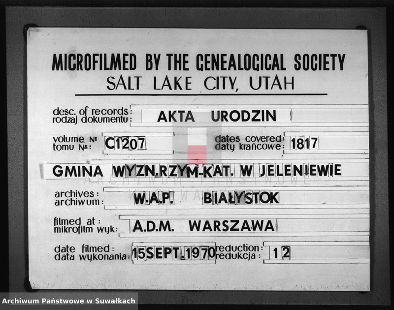 image.from.unit.number "Akta Urzędnika Stanu Cywilnego Urodzonych w Gminie Jeleniewskiey od dnia 1go Stycznia 1817 do ostatniego Grudnia tegoż Roku."