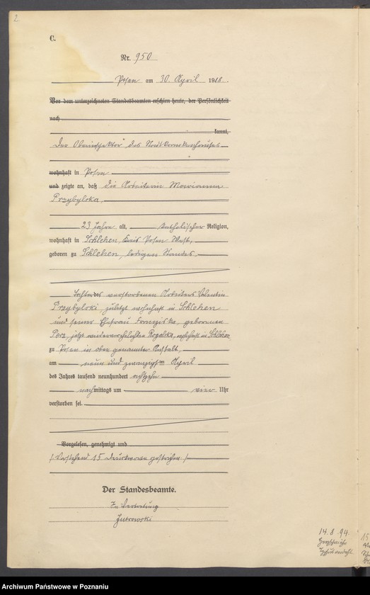 Obraz 4 z jednostki "Księga miejscowa zgonów tom III [Rejestr główny zgonów]"