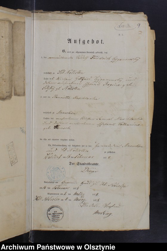 Obraz 11 z jednostki "Die zum Zwecke der Eheschlissung nothwendigen Schriftstück"