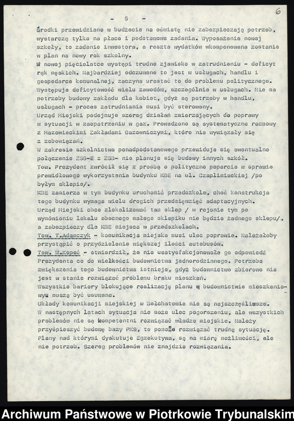 Obraz 8 z jednostki "Protokoły z posiedzeń Egzekutywy [Komietu Miejskiego PZPR w Bełchatowie, część I]"