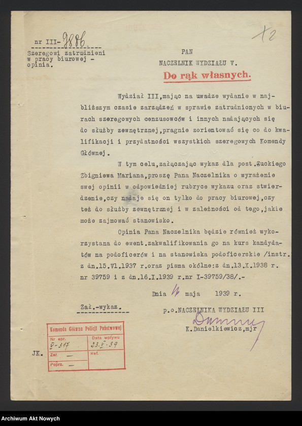 image.from.unit.number "Opinia o posterunkowym Policji Państwowej Zbigniewie Marianie Żuckim. Korespondencja."