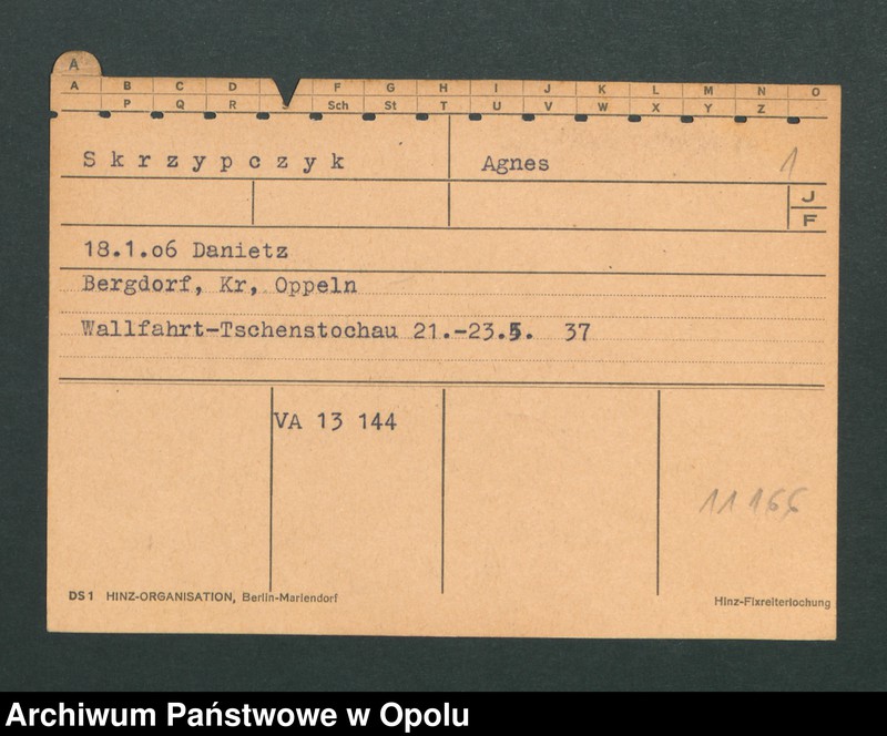 Obraz 3 z jednostki "[Skrzypczyk Agnes, ur. 18.1.1906 Danietz]"