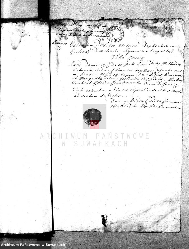 image.from.unit.number "Dowody służące do Aktów Ślubnych Gminy Wigierskiey na Rok 1826."