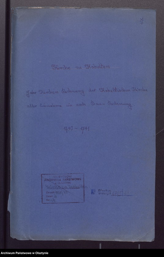 image.from.unit.number "Kobultische Kirche-aller Einnahme und Ausgabe-wie auch Bau-Rechning"