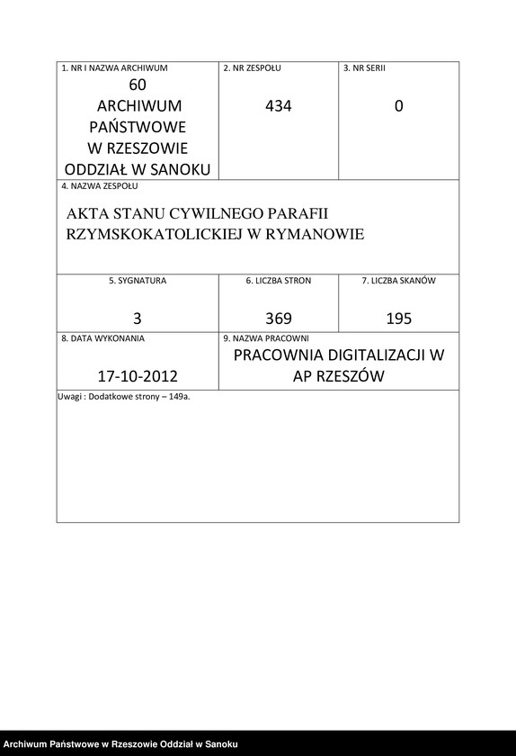 image.from.unit.number "Księgi metrykalne urodzeń, małżeństw i zgonów miejscowości z Parafii Rzymsko-katolickiej w Rymanowie (Rymanów, Posada Dolna, Posada Górna, Głebokie, Sieniawa, Zmysłówka, Deszno, Ladzin, Wróblik Królewski i Szlachecki-pojedyncze wpisy)"