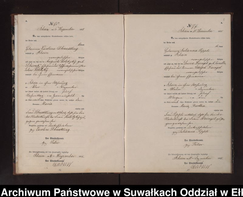 image.from.unit.number "Geburts-Neben-Register des Preussischen Standes-Amtes Rhein Kreis Lötzen"