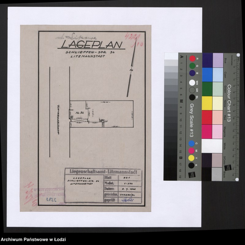 Obraz 1 z jednostki "Lageplan Schlieffen-Strasse 34 Litzmannstadt"