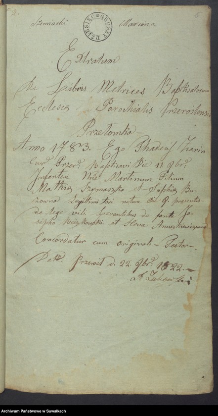 image.from.unit.number "Wizajny Rzym.-Kat. 1824. [Dokumenty do akt małżeństw]"