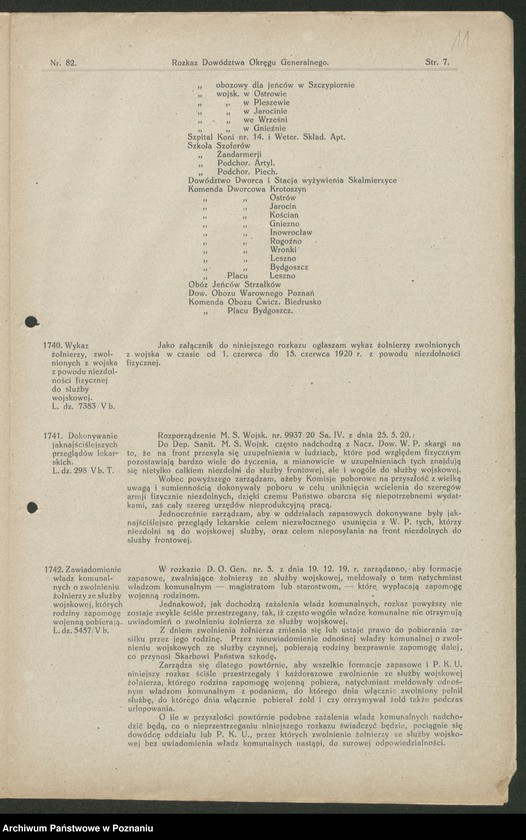 Obraz 13 z jednostki "/Rozkazy Dowództwa Okręgu Generalnego w Poznaniu/, nr 81-115."