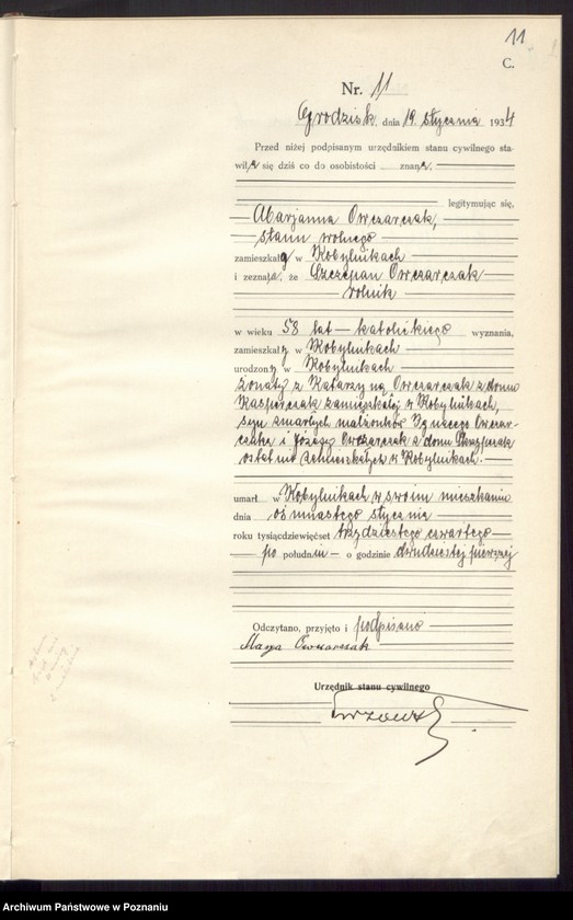 Obraz 13 z jednostki "Księga zgonów [Rejestr główny zgonów]"